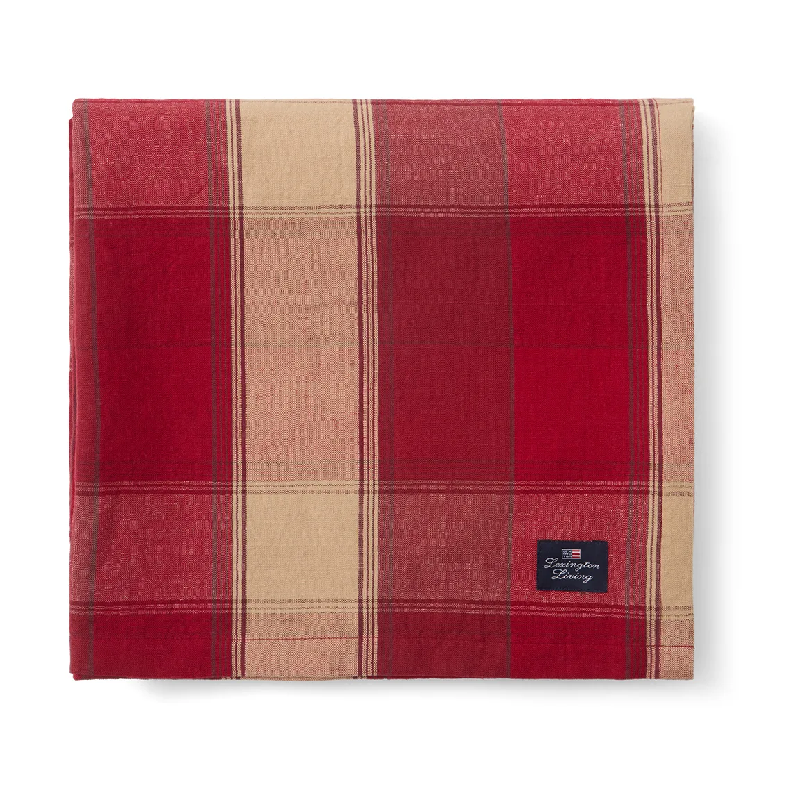 Mantel Checked linen-cotton 150x250 cm, Rojo-beige Lexington