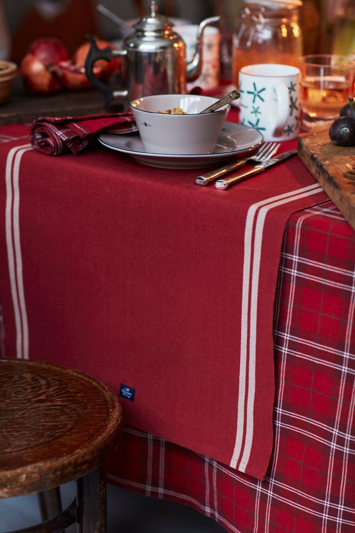 Mantel Checked Organic Cotton Oxford 150x250 cm, Red-beige-green Lexington