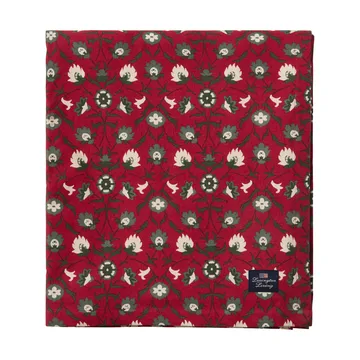 Mantel de algodón orgánico Flower printed - Red-beige-green, 150x350 cm - Lexington
