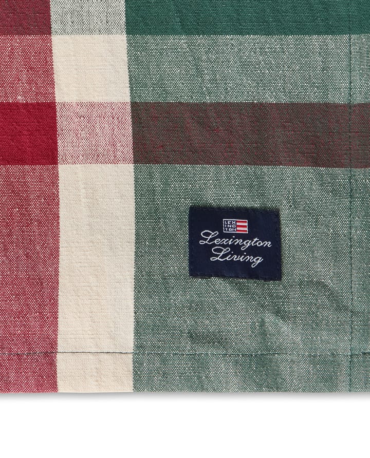 Mantel de lino/algodón Checked verde-rojo, 150x350 cm Lexington