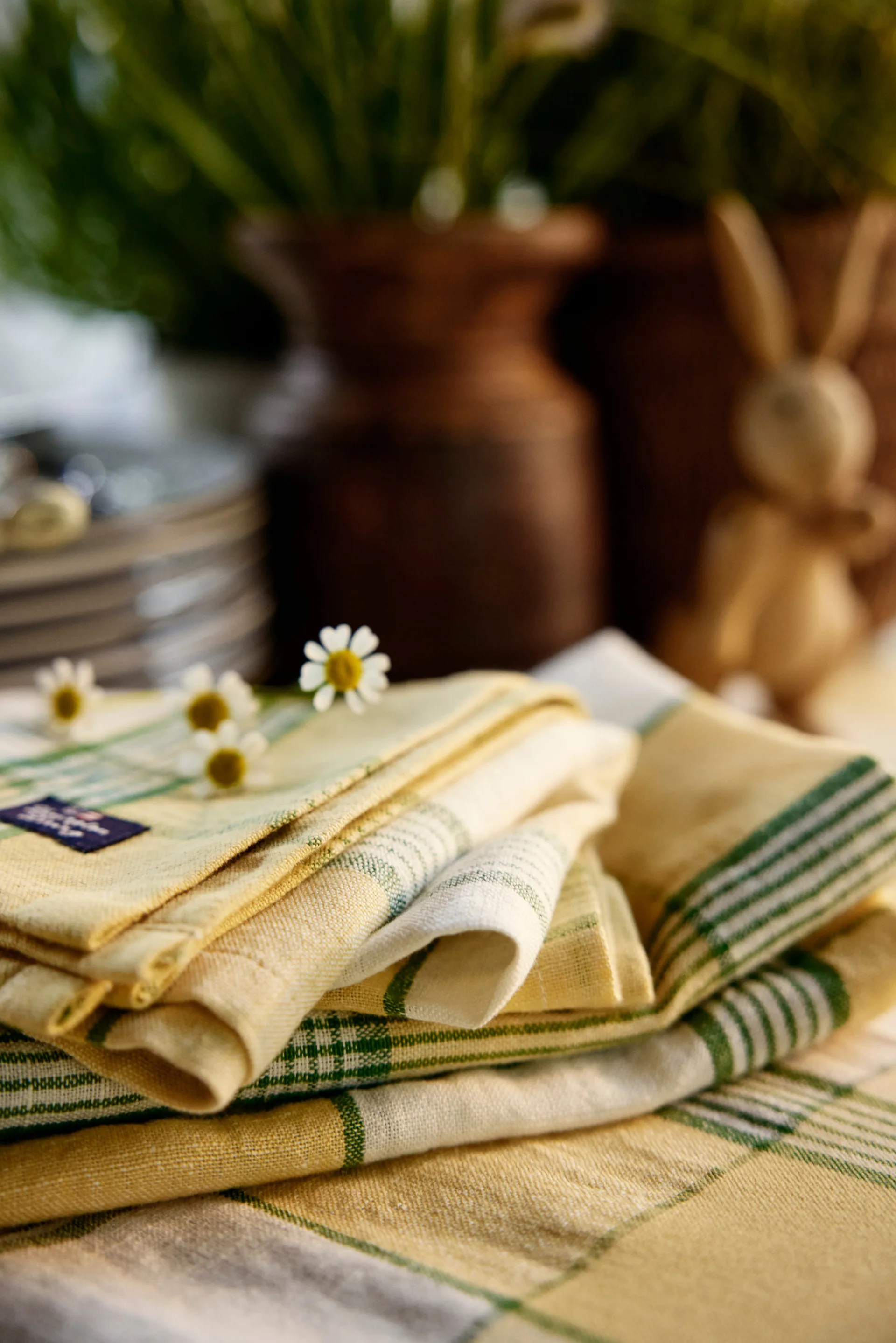 Mantel Easter Linen/Cotton 150x250 cm, Yellow-green Lexington