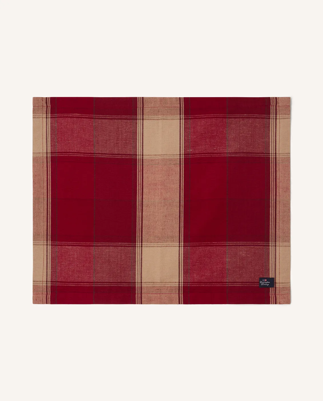 Mantel individual Checked linen-cotton 40x50 cm, Rojo-beige Lexington