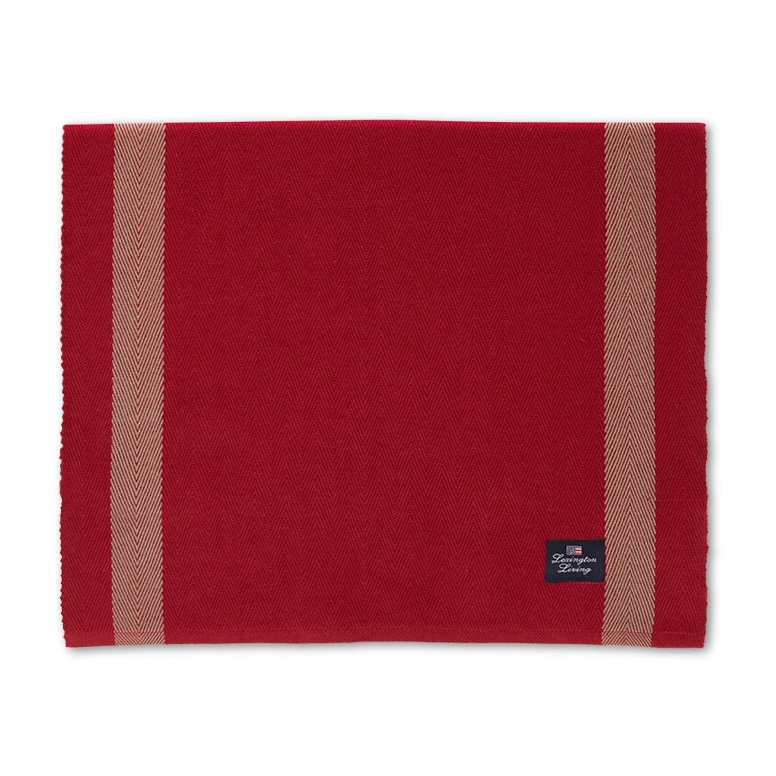 Mantel individual Herringbone with Stripes 40x50 cm, Red-beige Lexington