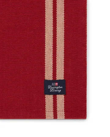 Mantel individual Side Striped Org Cotton Rib 40x50 cm - Red-beige - Lexington