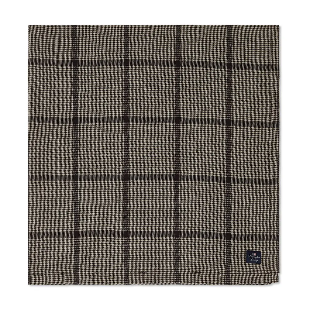 Mantel Pepita Check Cotton Linen 150x250 cm, Dark gray-beige Lexington