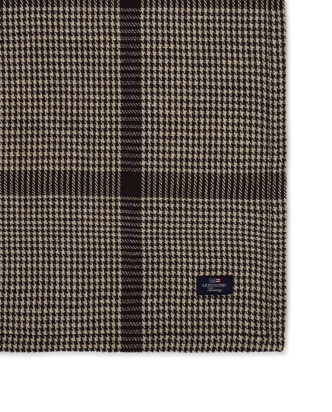 Mantel Pepita Check Cotton Linen 150x250 cm, Dark gray-beige Lexington