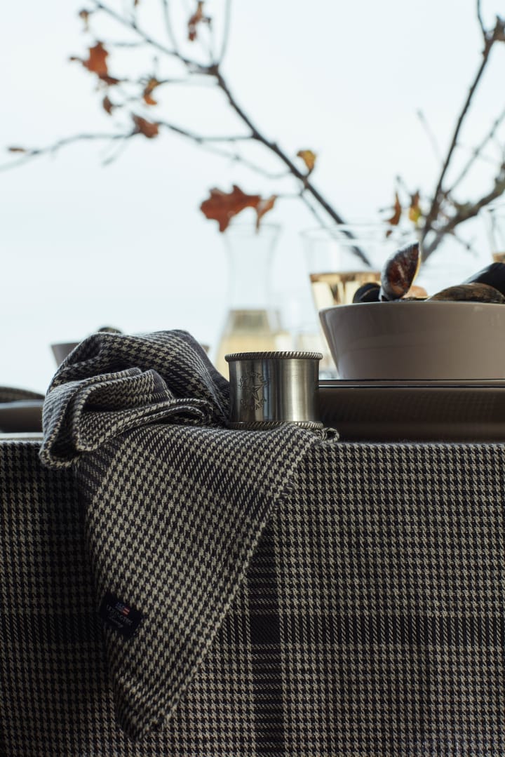 Mantel Pepita Check Cotton Linen 150x250 cm, Dark gray-beige Lexington