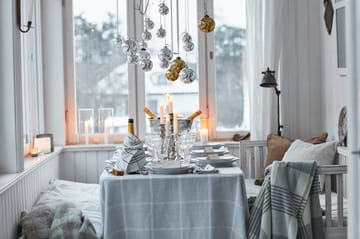 Mantel Pepita Check Cotton Linen 150x350 cm - White-light gray - Lexington