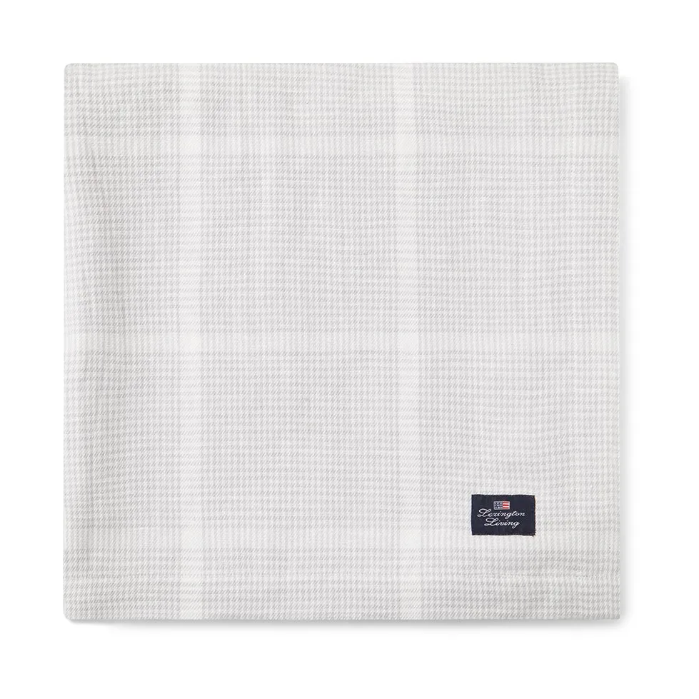 Mantel Pepita Check Cotton Linen 180x180 cm, White-light gray Lexington