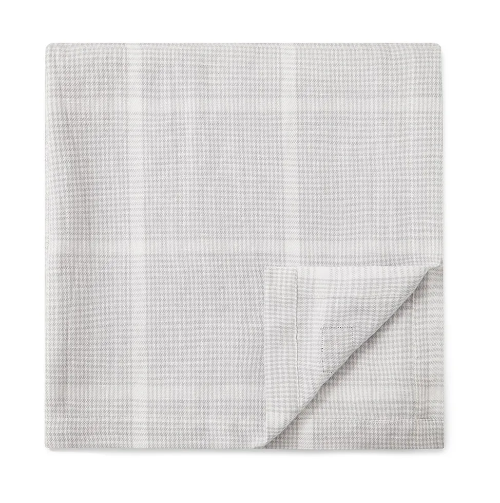 Mantel Pepita Check Cotton Linen 180x180 cm, White-light gray Lexington