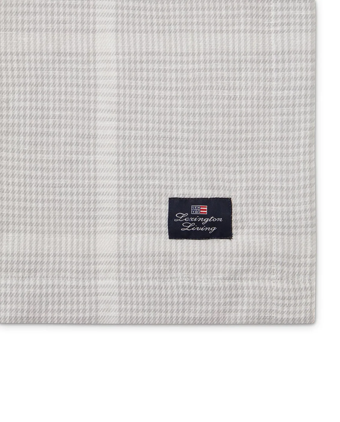 Mantel Pepita Check Cotton Linen 180x180 cm, White-light gray Lexington