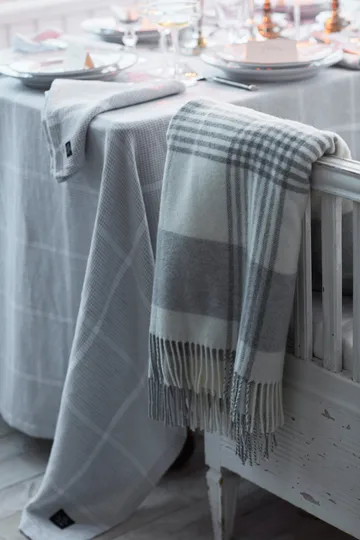 Mantel Pepita Check Cotton Linen 180x180 cm - White-light gray - Lexington