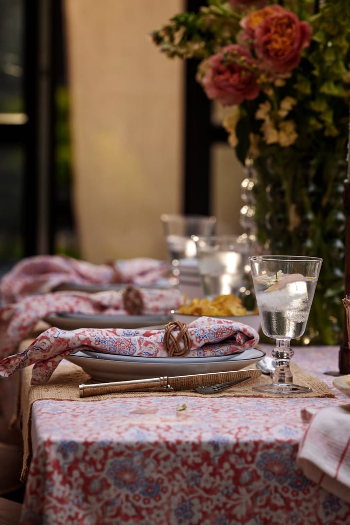 Mantel Printed Flowers Recycled Cotton 150x350 cm, Coral Lexington