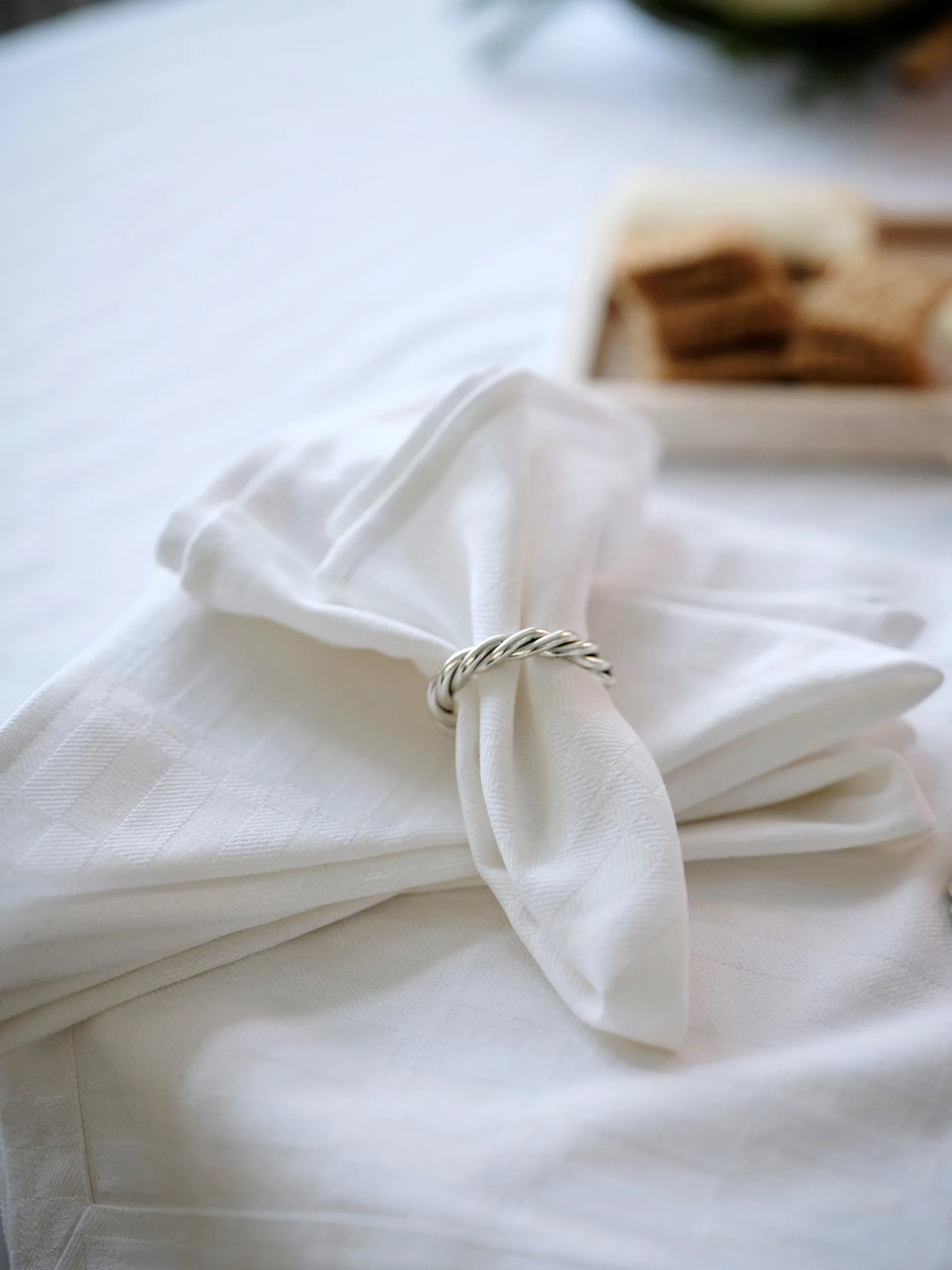 Mantel White jacquard cotton 150x250 cm, Blanco Lexington