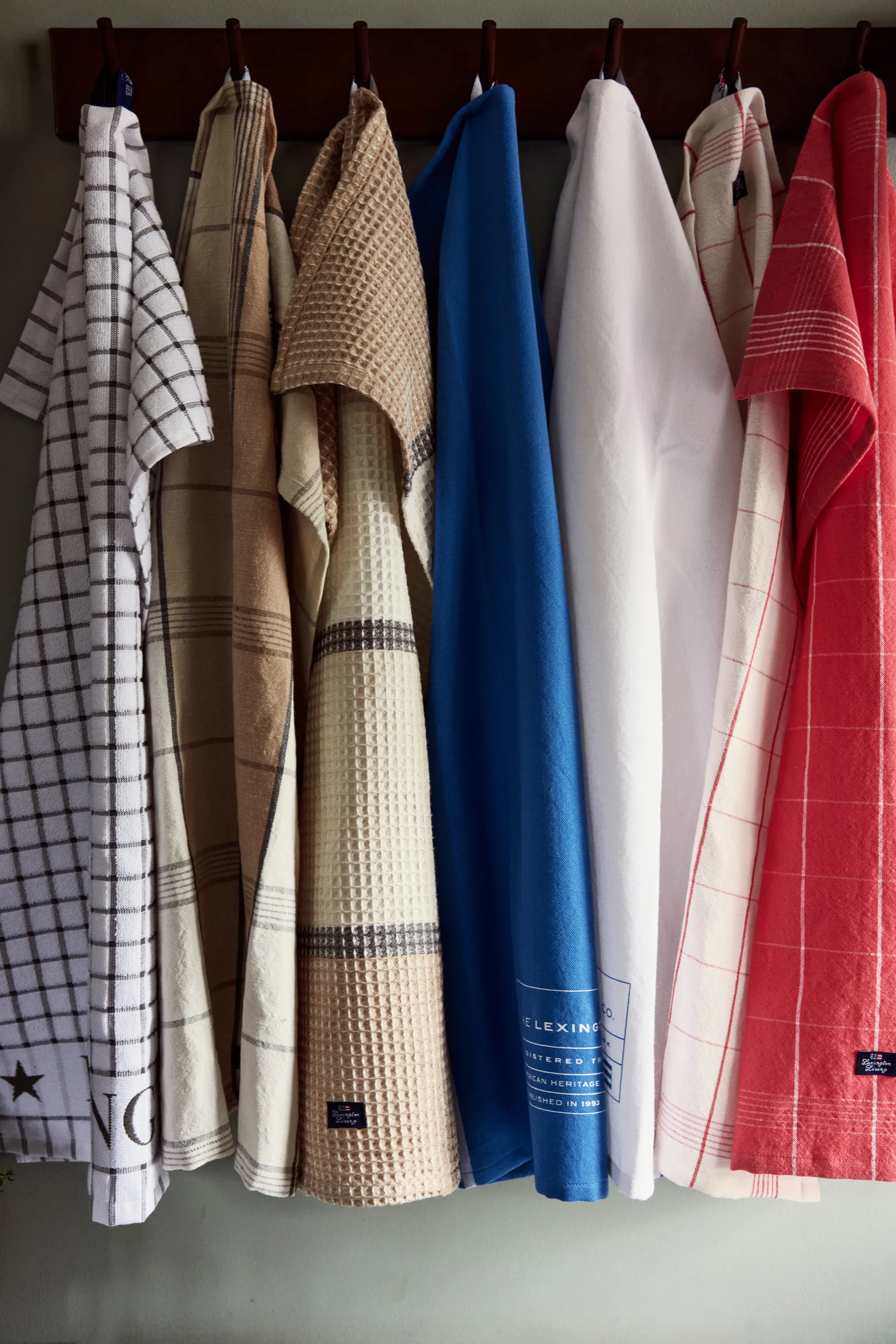 Paño de cocina Checked Linen/Cotton 50x70 cm, White-red Lexington