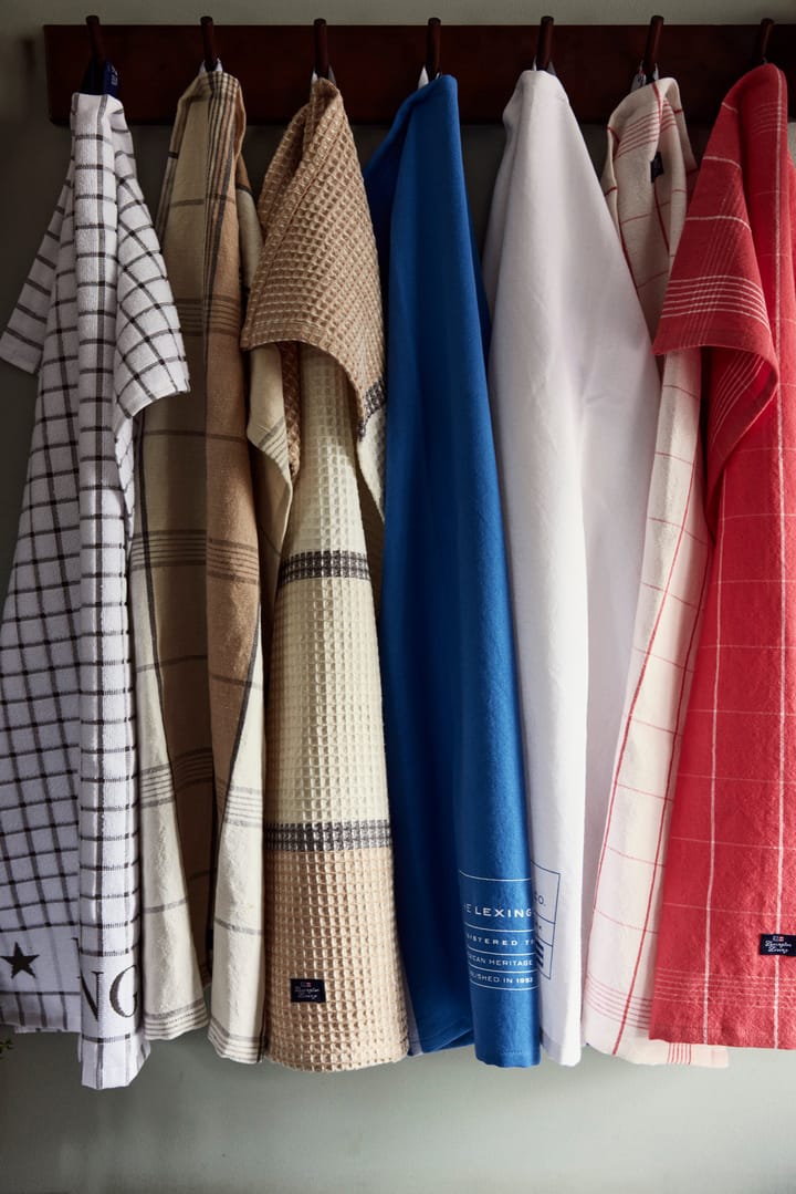 Paño de cocina Checked Linen/Cotton 50x70 cm, White-red Lexington