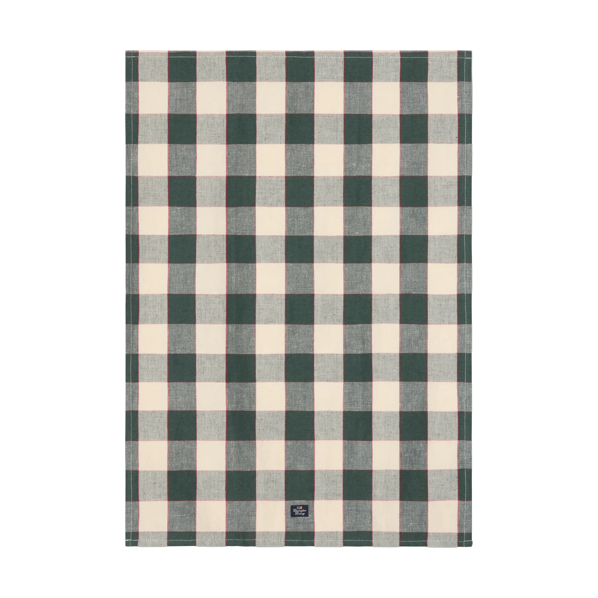 Paño de cocina de lino/algodón Checked 50x70 cm, Green-light beige-red Lexington