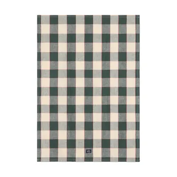 Paño de cocina de lino/algodón Checked 50x70 cm - Green-light beige-red - Lexington
