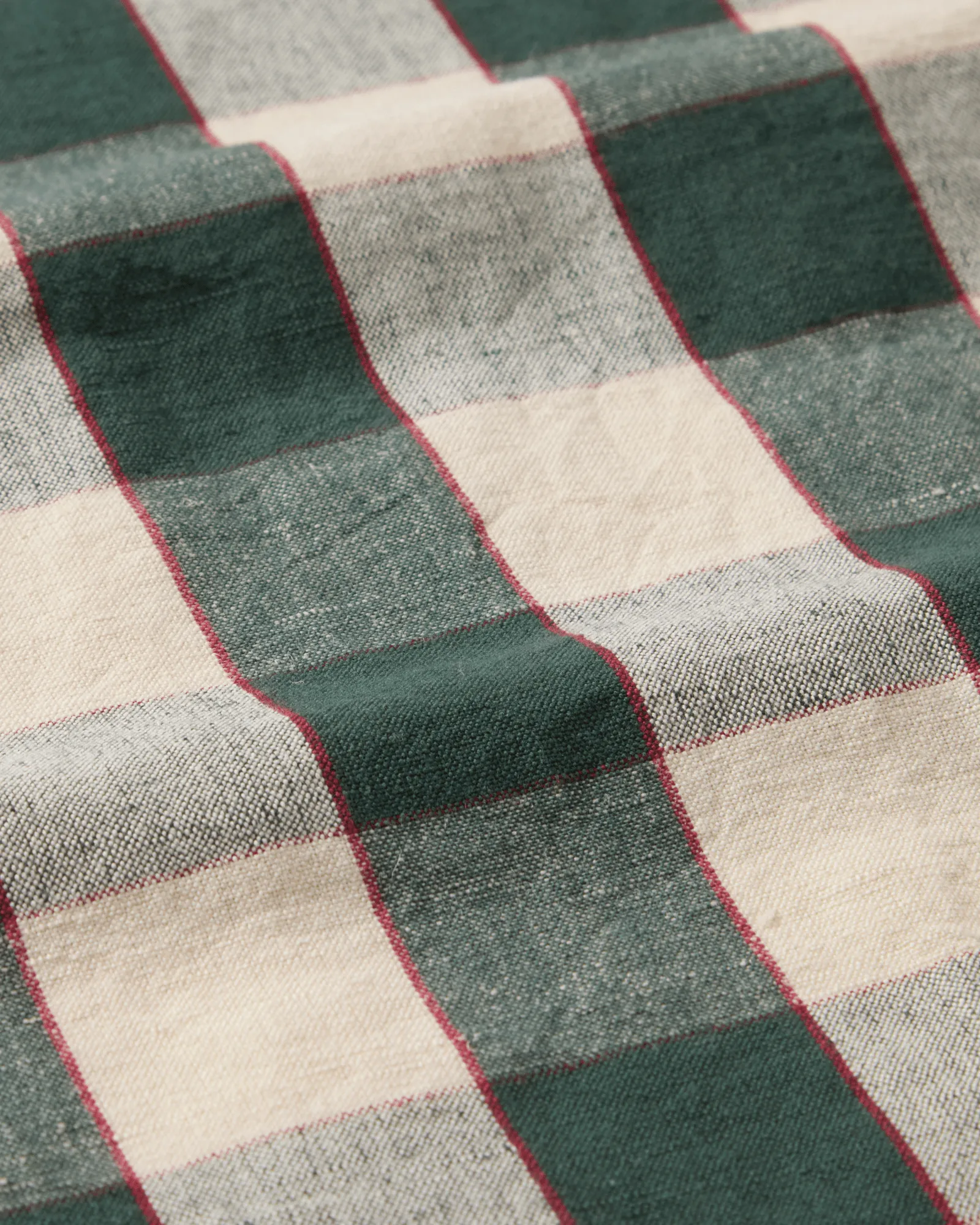 Paño de cocina de lino/algodón Checked 50x70 cm, Green-light beige-red Lexington