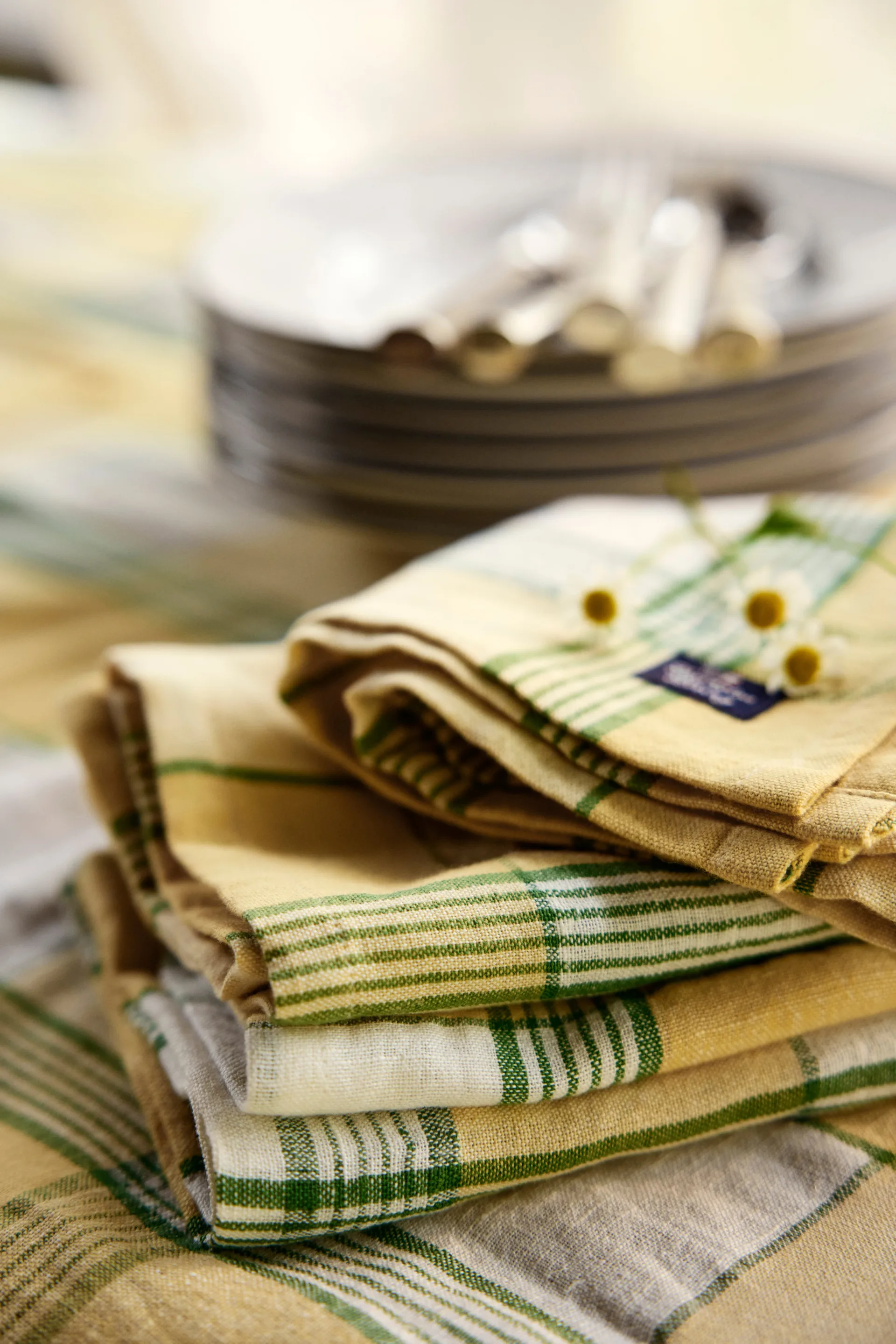 Paño de cocina Easter Linen/Cotton 50x70 cm, Yellow-green Lexington