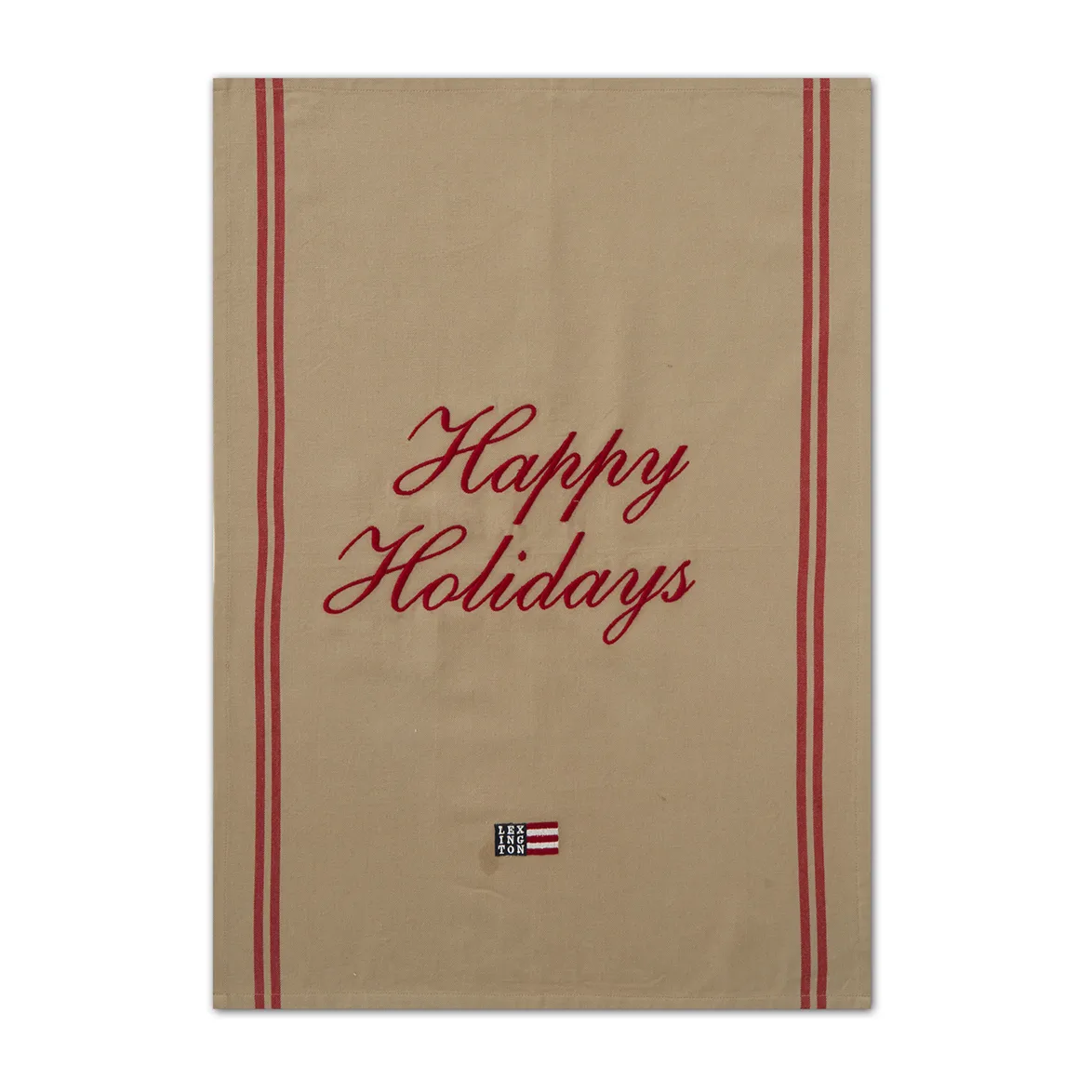 Paño de cocina Happy Holidays Embroidered 50x70 cm, Beige-rojo Lexington