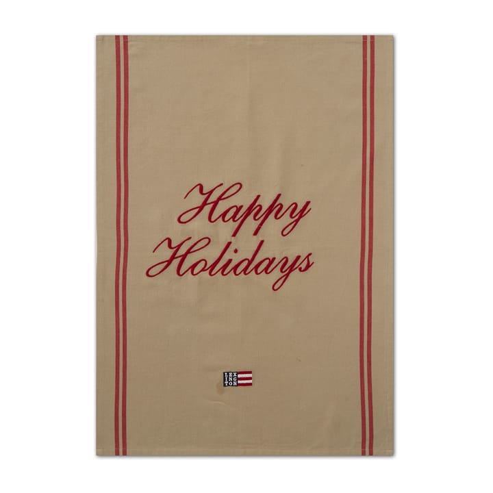 Paño de cocina Happy Holidays Embroidered 50x70 cm - Beige-rojo - Lexington