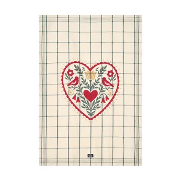 paño de cocina lino/algodón Heart  - White-green-red, 50x70 cm - Lexington