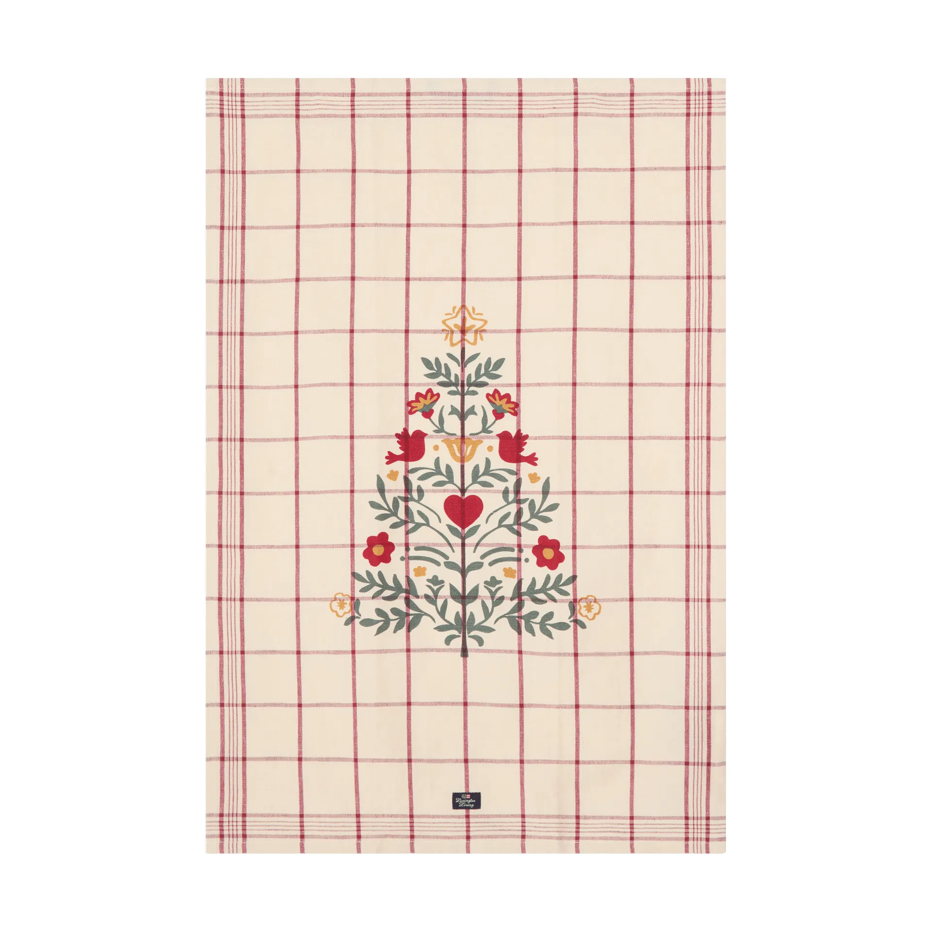 Paño de cocina lino/algodón Tree, White-red-green, 50x70 cm Lexington