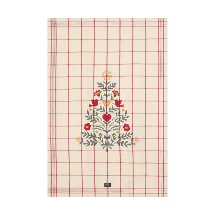 Paño de cocina lino/algodón Tree - White-red-green, 50x70 cm - Lexington