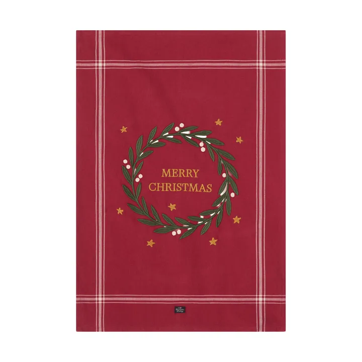 Paño de cocina Merry Christmas Org Cotton 50x70 cm - Red-Light beige - Lexington