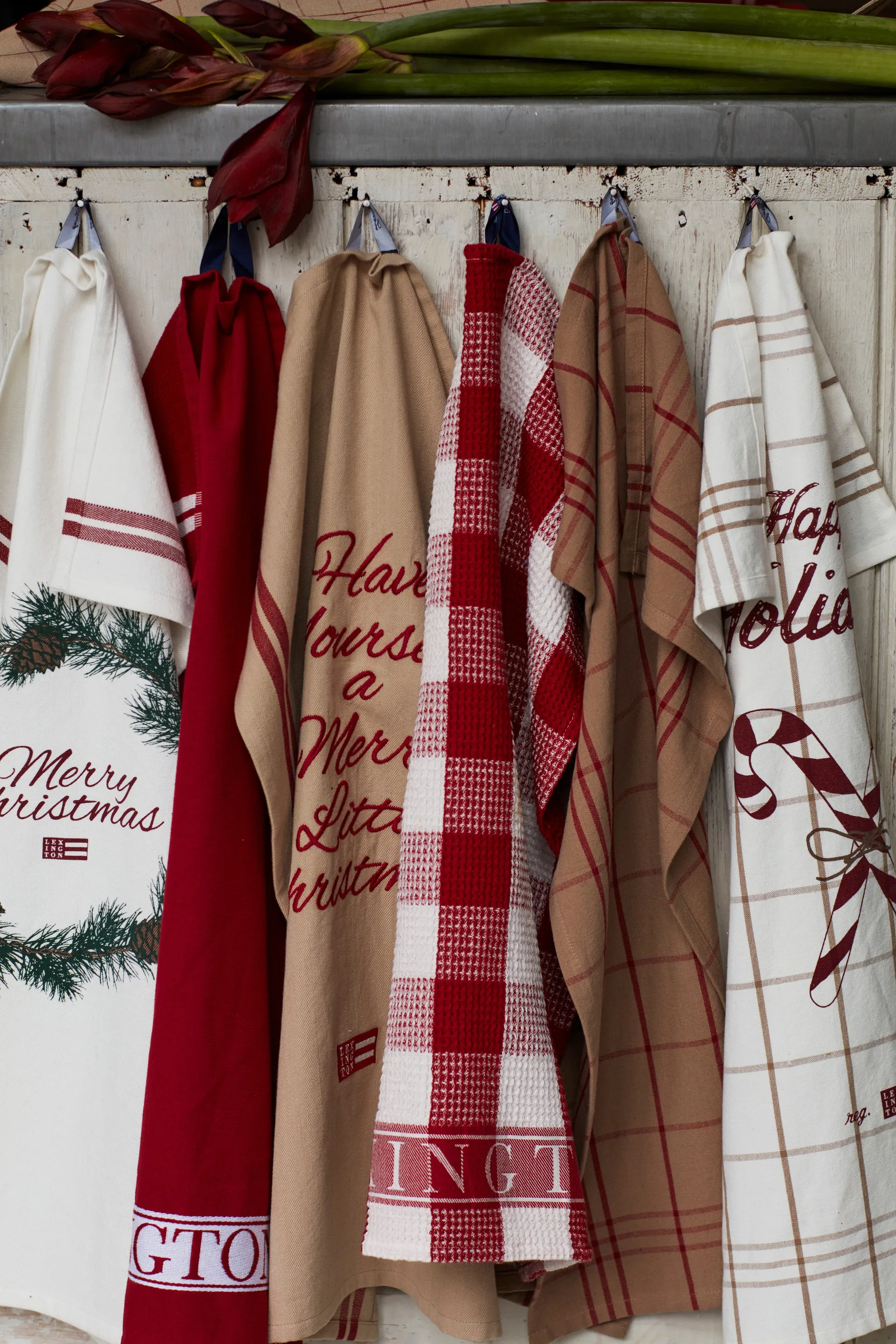 Paño de cocina Merry Christmas Org Cotton 50x70 cm, White-red-green Lexington