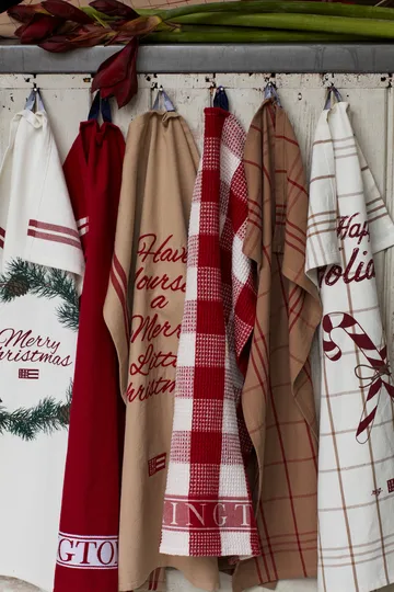 Paño de cocina Merry Christmas Org Cotton 50x70 cm - White-red-green - Lexington