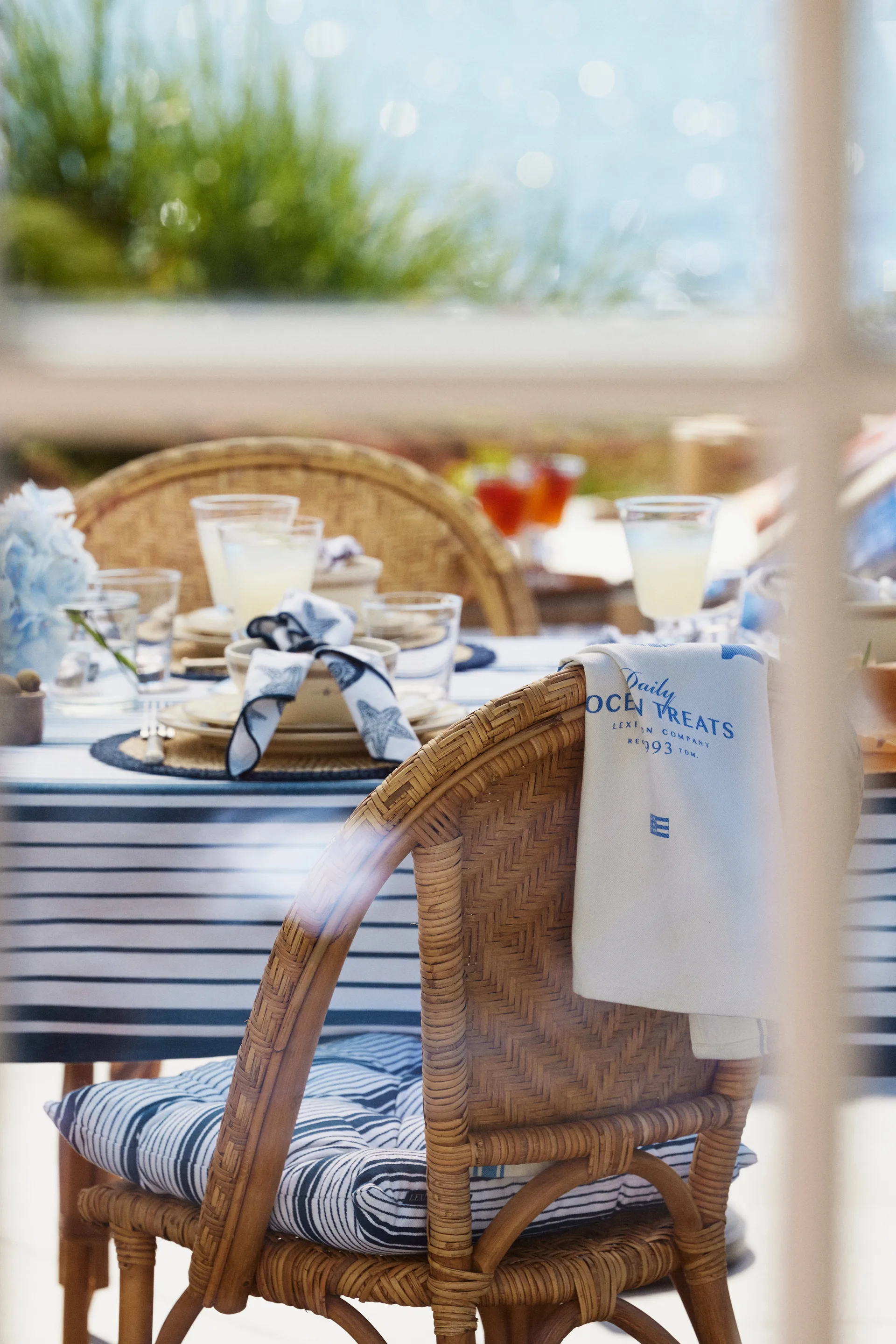 Paño de cocina Ocean treats printed Cotton 50x70 cm, White Lexington