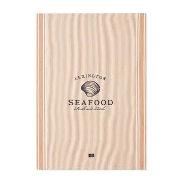 Paño de cocina Seafood Striped & Printed 50x70 cm - Beige-blanco - Lexington
