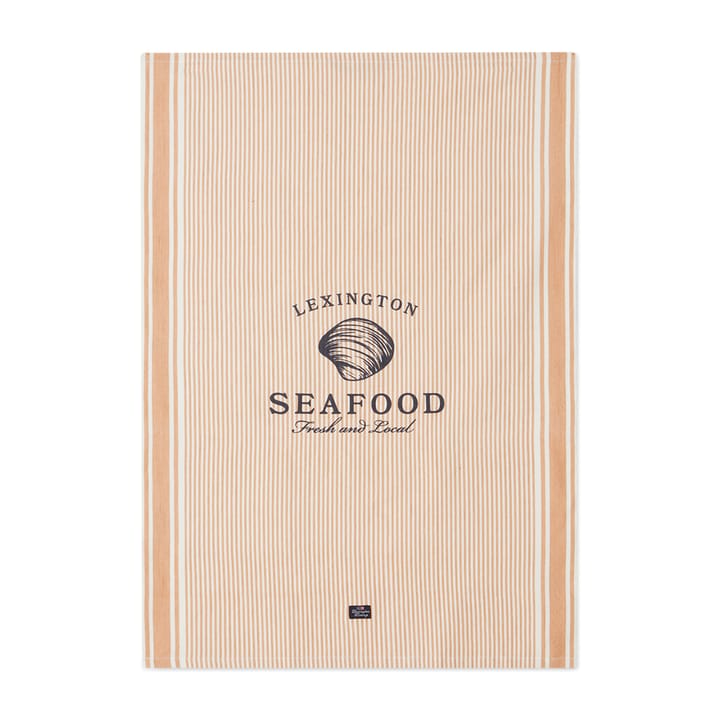 Paño de cocina Seafood Striped & Printed 50x70 cm - Beige-blanco - Lexington