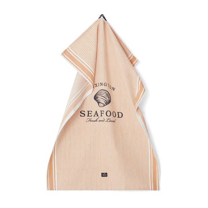 Paño de cocina Seafood Striped & Printed 50x70 cm, Beige-blanco Lexington