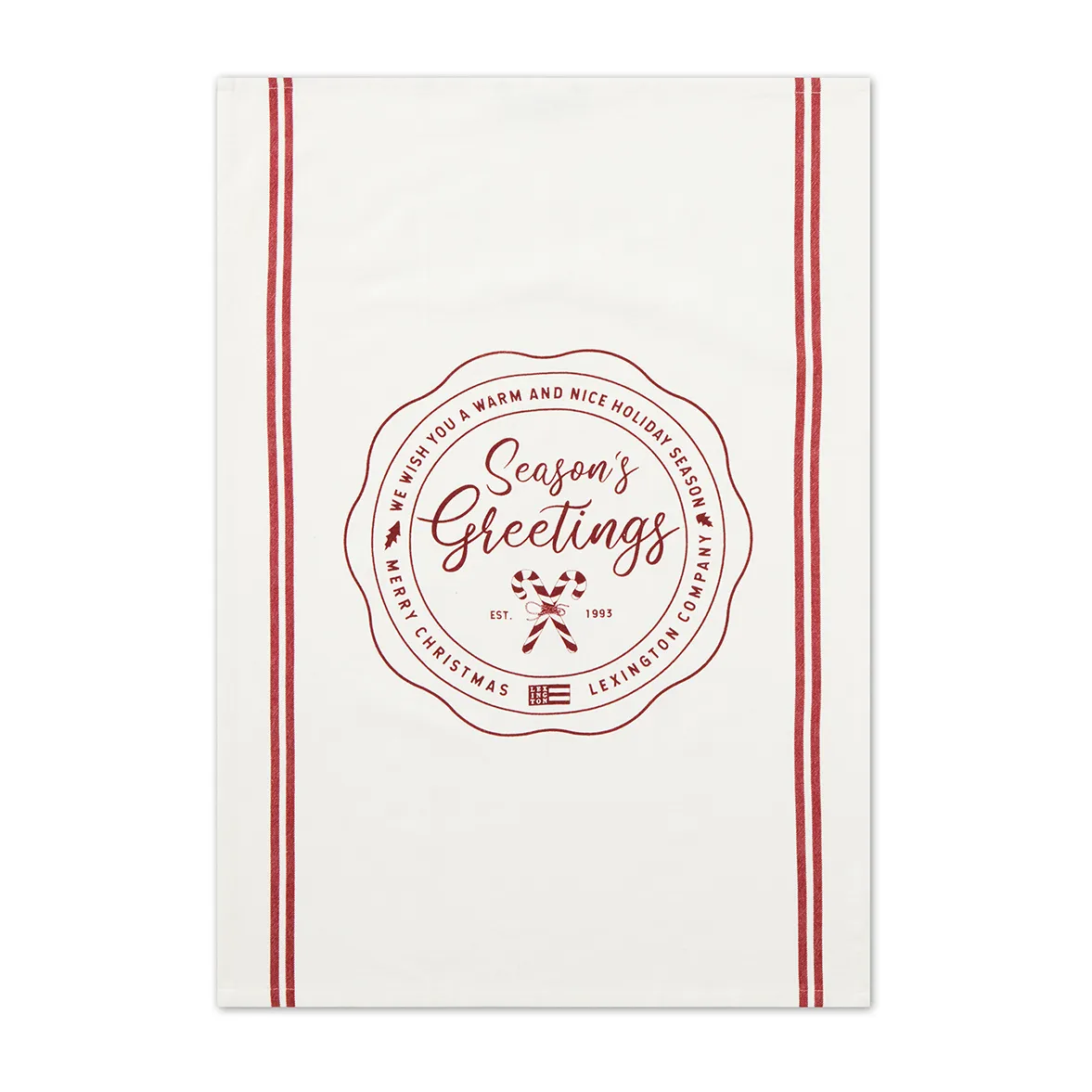 Paño de cocina Seasons Greetings Printed 50x70 cm, Blanco-rojo Lexington