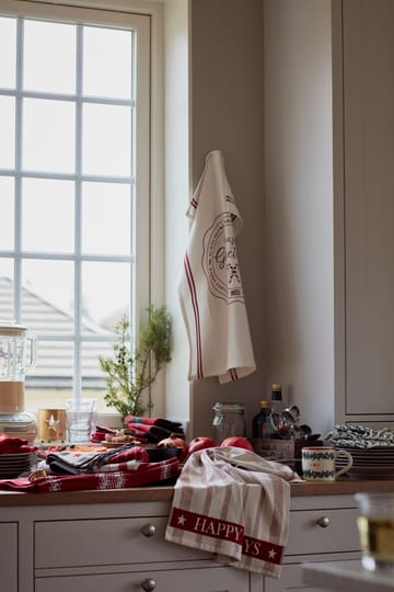 Paño de cocina Seasons Greetings Printed 50x70 cm - Blanco-rojo - Lexington