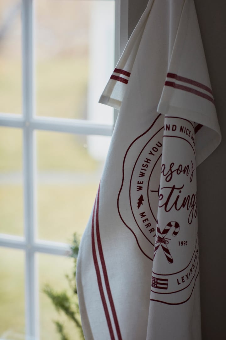 Paño de cocina Seasons Greetings Printed 50x70 cm, Blanco-rojo Lexington