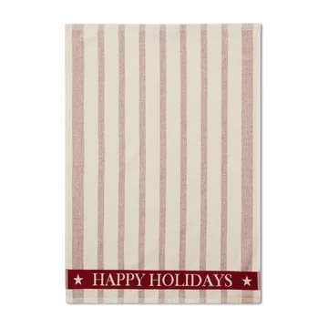 Paño de cocina Striped Cotton Terry jacquard 50x70 cm - Beige-rojo - Lexington