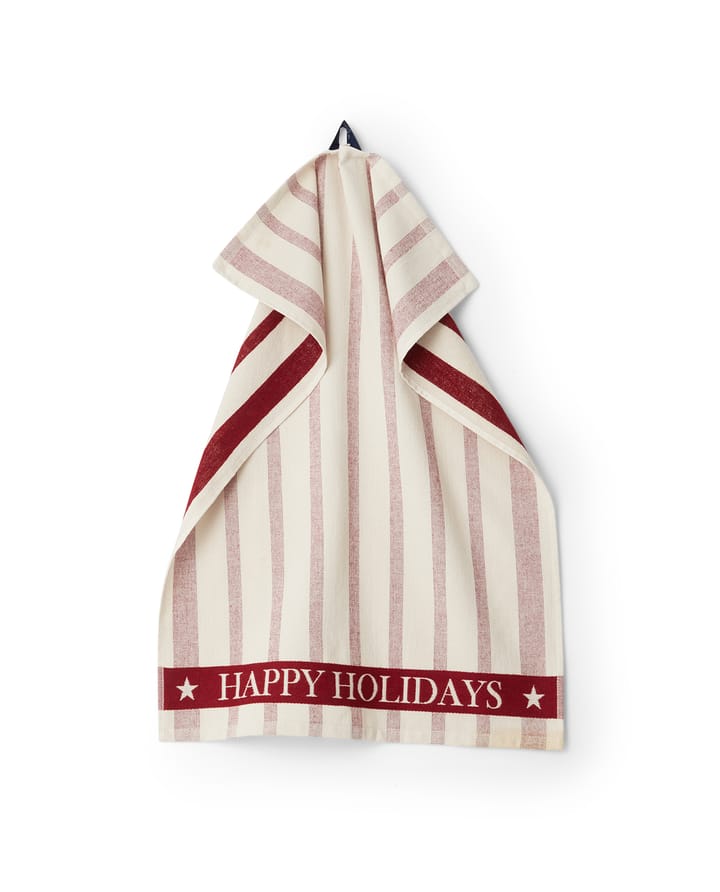Paño de cocina Striped Cotton Terry jacquard 50x70 cm, Beige-rojo Lexington