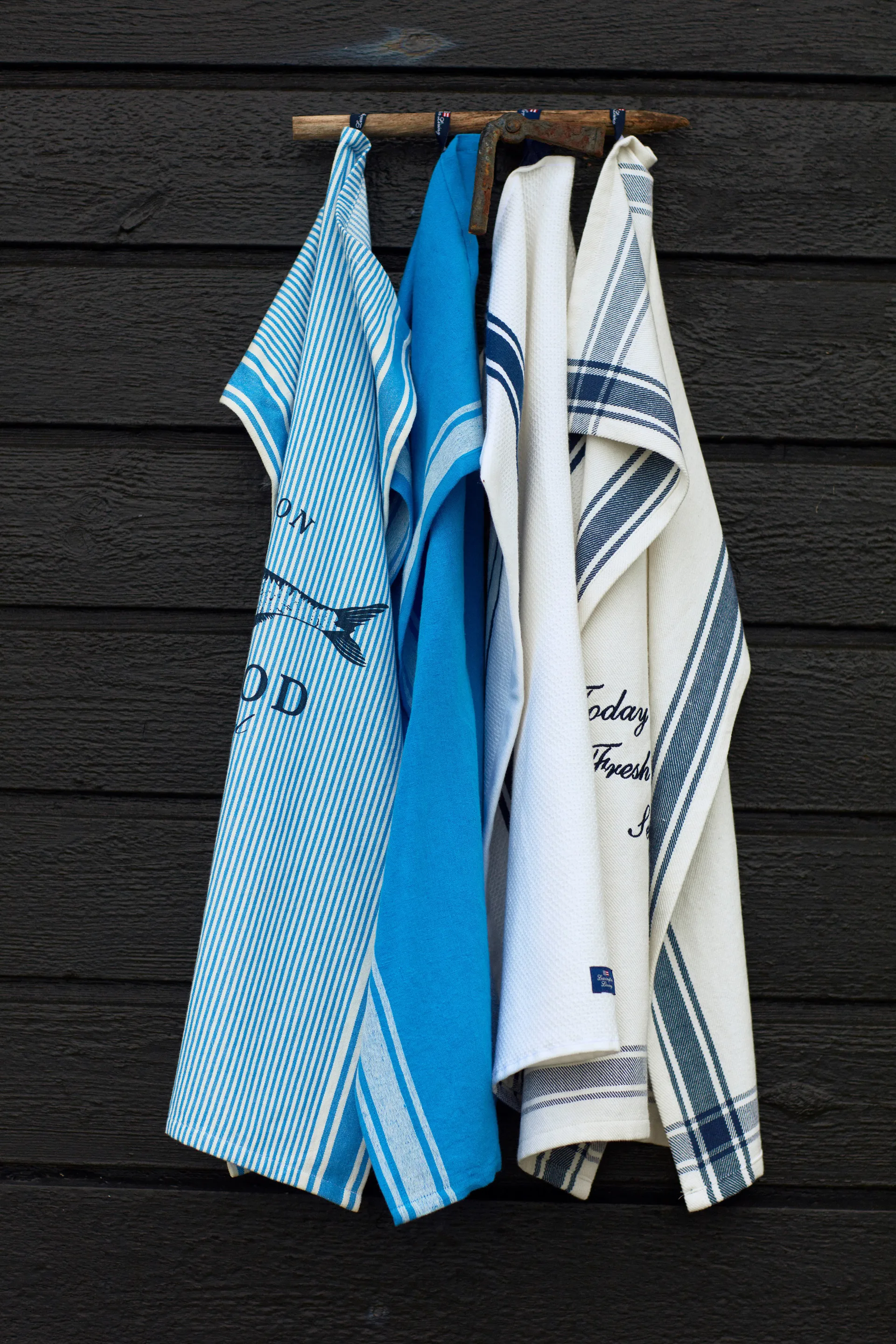 Paño de cocina Striped Linen Cotton 50x70 cm, Azul-blanco Lexington