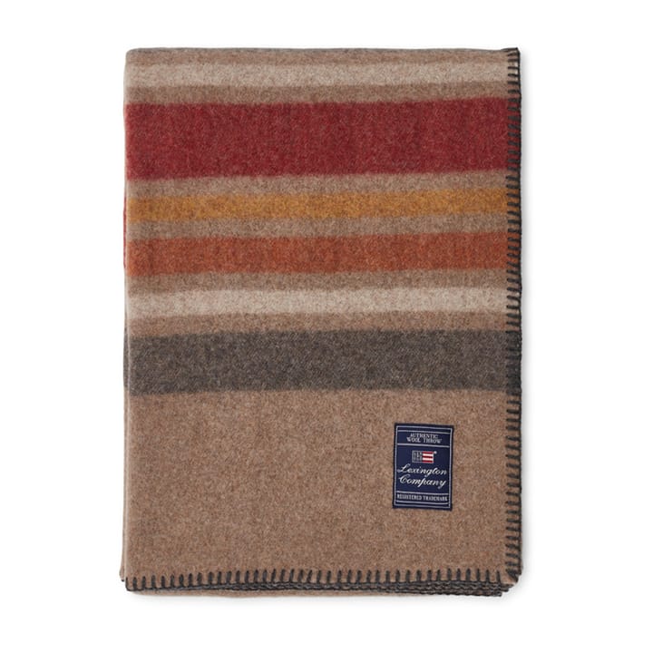 Plaid Multi Striped Recycled Wool 130x170 cm - Mid brown-multi - Lexington