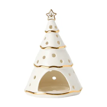 Portavelas Christmas Tree - White-gold, 16,5 cm - Lexington