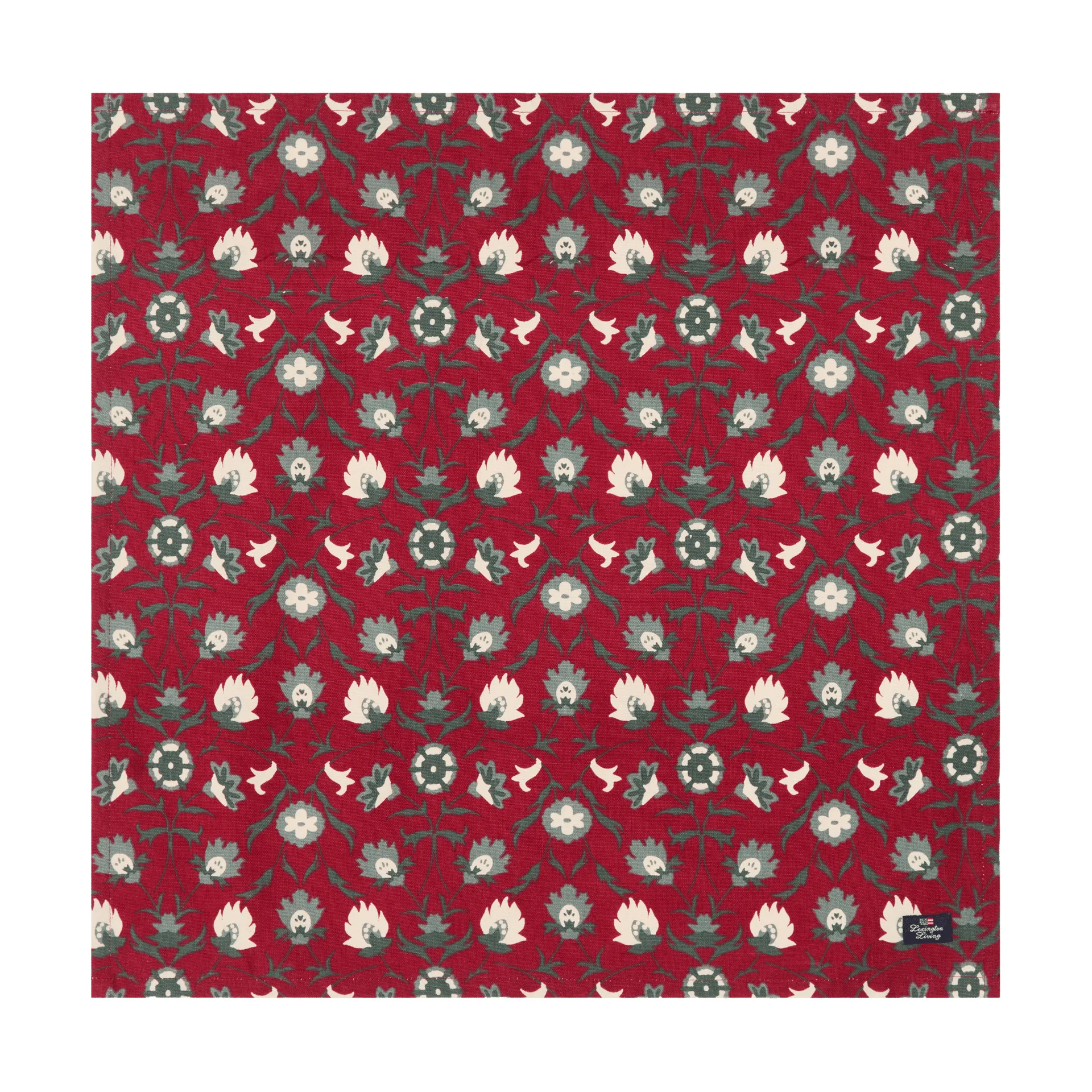 Servilleta de algodón orgánico Flower printed, Red-beige-green Lexington