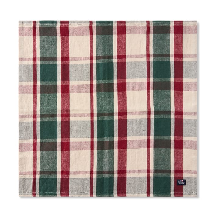 Servilleta de lino/algodón Checked 50x50 cm - Green-red-beige - Lexington