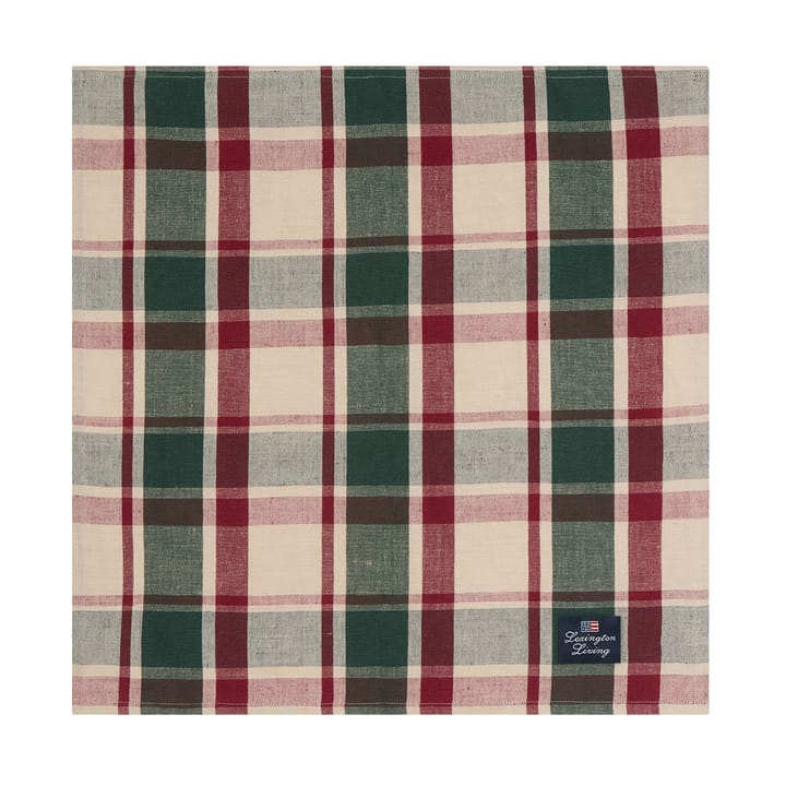 Servilleta de lino/algodón Checked 50x50 cm, Green-red-beige Lexington