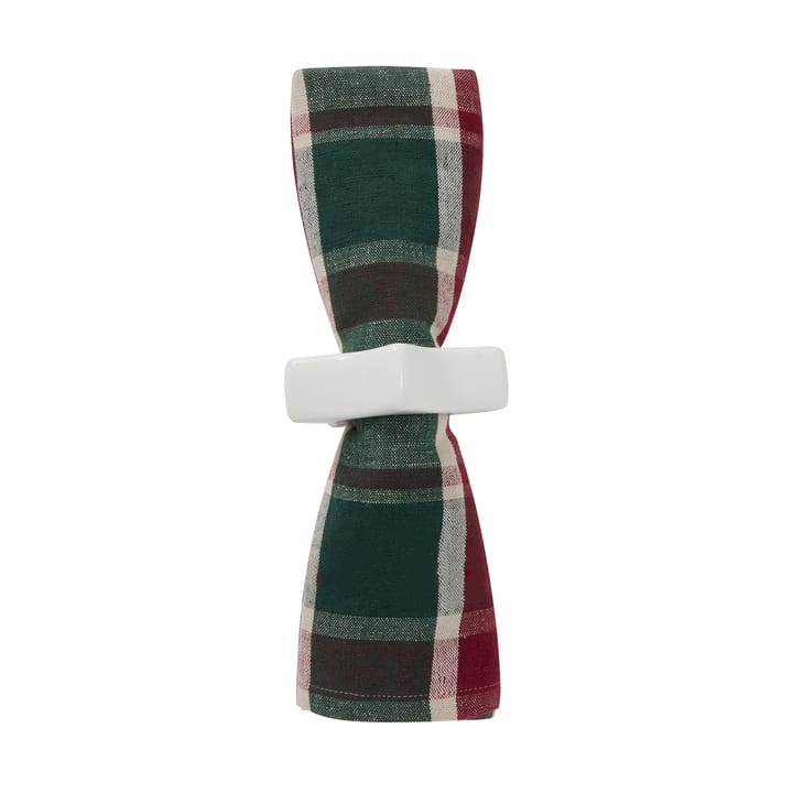 Servilleta de lino/algodón Checked 50x50 cm, Green-red-beige Lexington