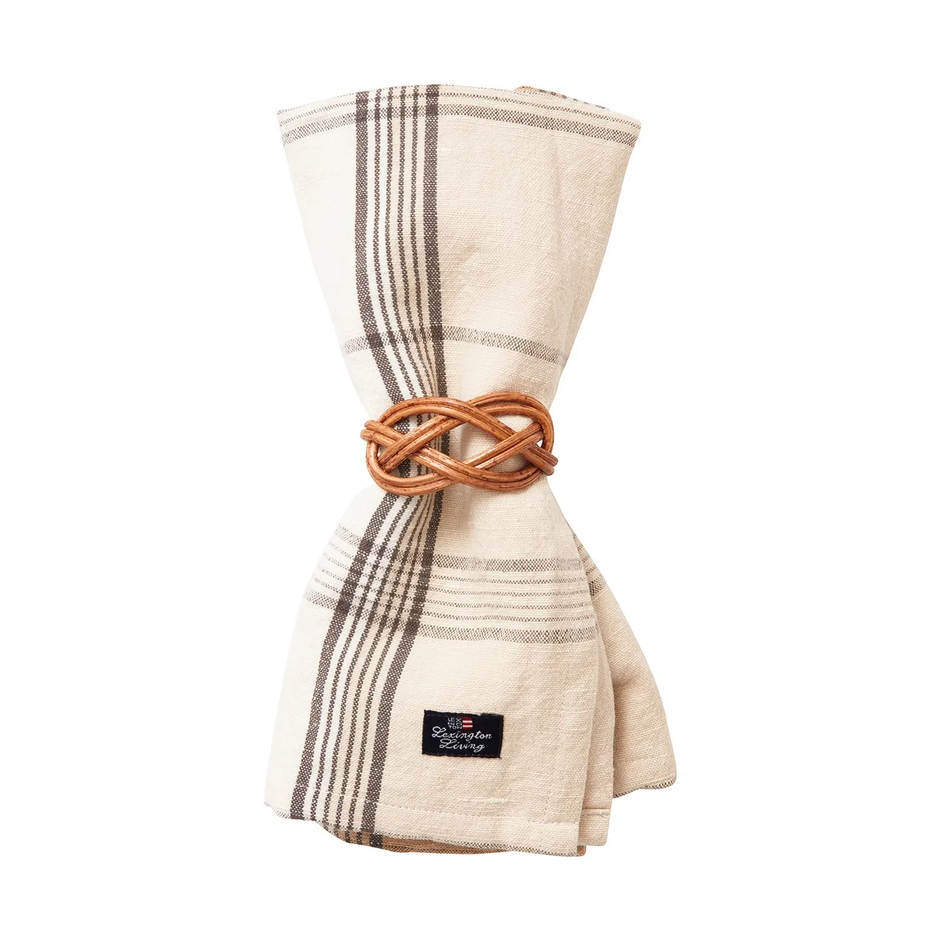 Servilleta de tela Checked Linen/Cotton 50x50 cm, Beige Lexington