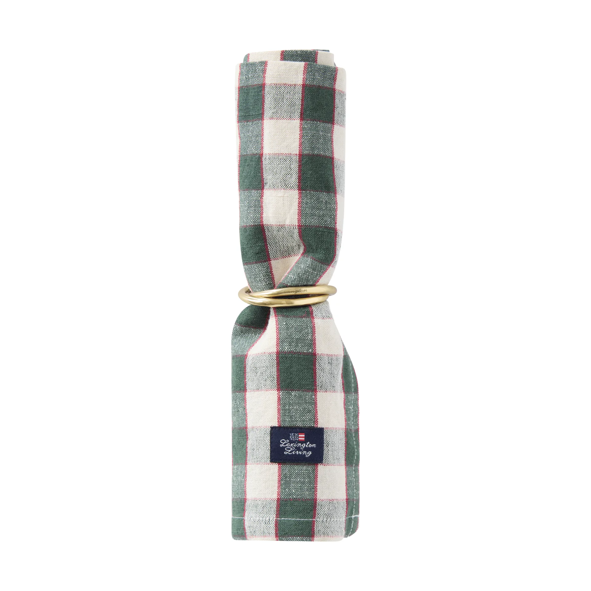 Servilleta de tela Checked Linen/Cotton 50x50 cm, Green-light beige-red Lexington